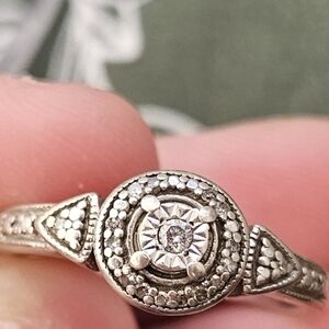 Elegant Silver-Toned Real Diamond Ring From Peoples Jewellers